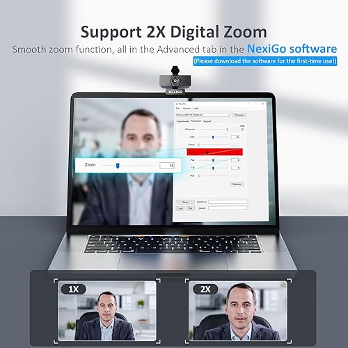 Miniatura 3 de NexiGo Cámara web N60 Pro (Gen 2) 1080P con lente sin distorsión, cable de datos USB A a tipo C, micrófono de reducción de ruido y cubierta de
