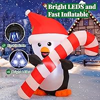 Vista 2 de GOOSH - Adornos inflables navideños de 5.2 pies, pingüinos para decoración al aire libre, pingüinos hinchables del patio sosteniendo un bastón