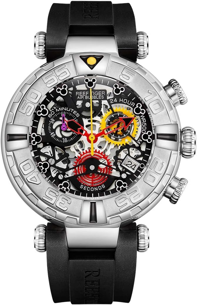 top brand men watches steel skeleton watch rubber strap sport watches rga3059-s rga3059-s-ybbb