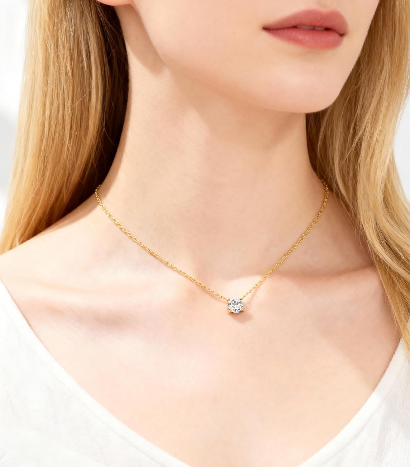 14K Gold Plated Cubic Zirconia Necklace for Women Choker Imitation Diamond Pendant Fashion Pendant Chain Necklace Women Jewelry Gift Birthday Gifts - Image 2