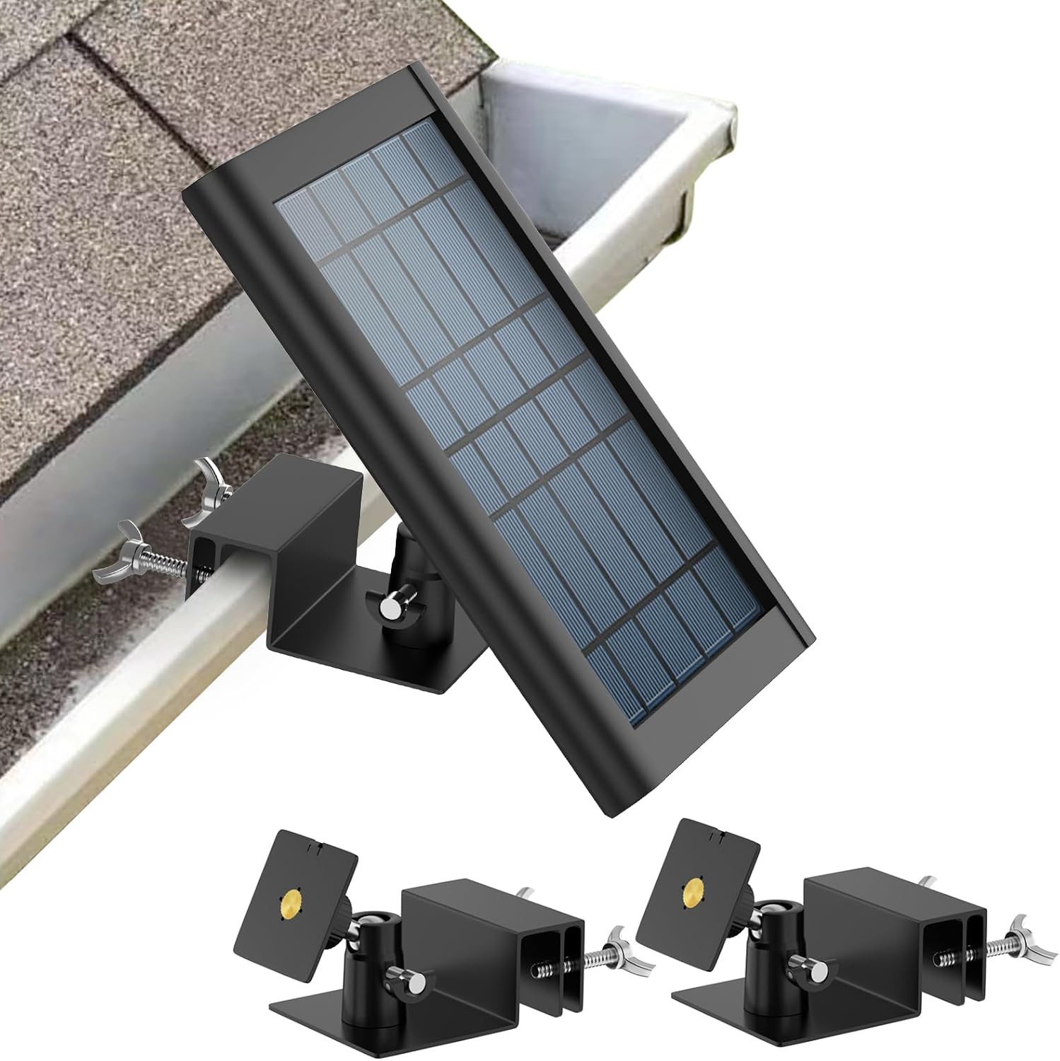 Gutter Mount Compatible with Ring Solar Panel and Ring Small Solar Panel, Adjustable and Sturdy Gutter Mount, Perfect Angle for Arlo/Eufy/Wyze Solar Panels, 2Pack