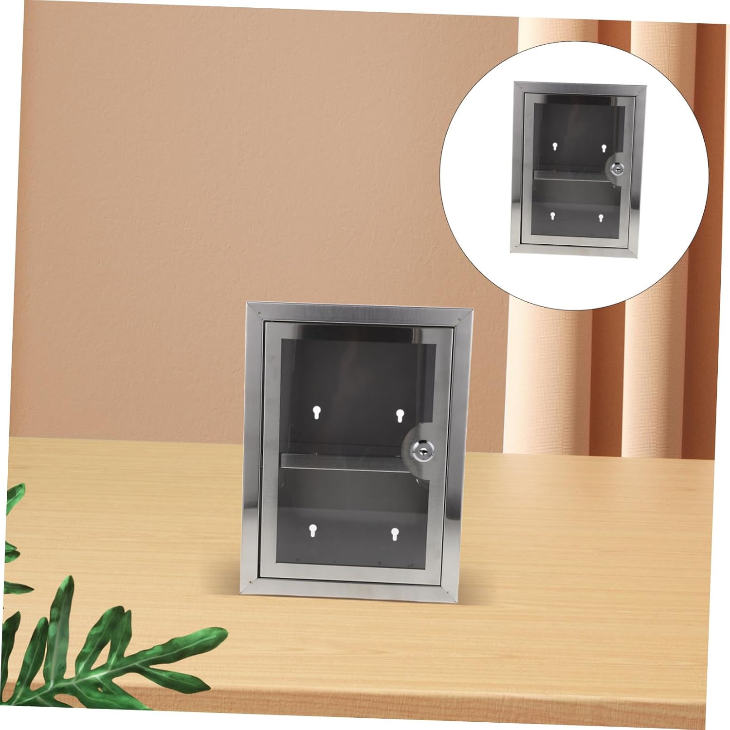 Small Wall-mount Storage Box with Lock, Double-layer 280x210x110mm Stainless Steel Metal Cabinet for Bathroom and Bedroom Organization