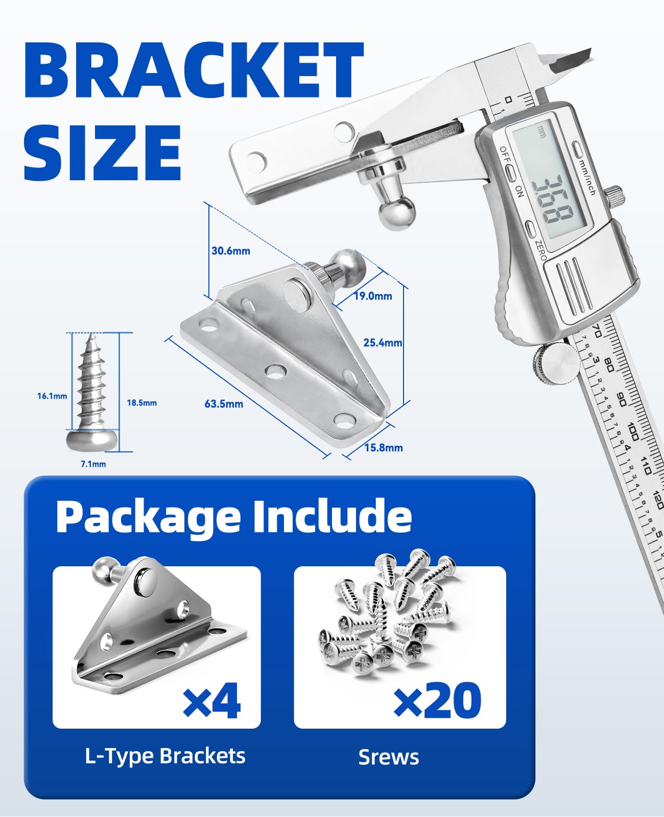 ARANA Lot De 4 Supports De Montage à Gaz De 10 Mm, Supports De Fixation Universels Pour Levage D'amortisseurs Avec 20 Vis, Argent (uniquement Compatible Avec Une Tête Sphérique De 10 Mm