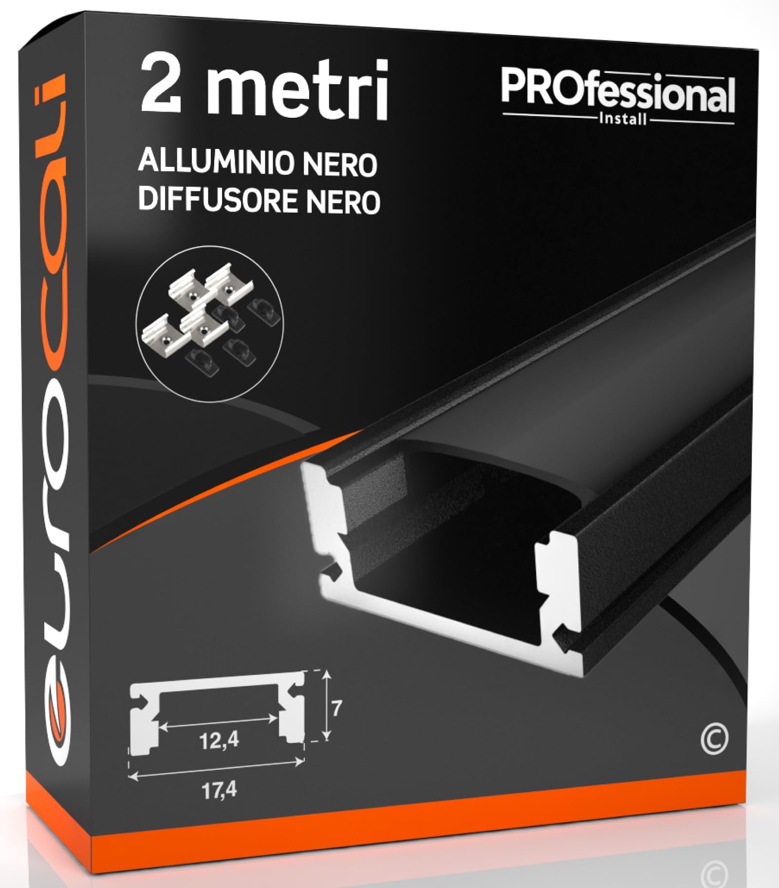 Profilati Angolari Alluminio Per LED - 12x2mt Per Strisce LED Fino 10.5mm, Schermatura Opaca - Foto 9