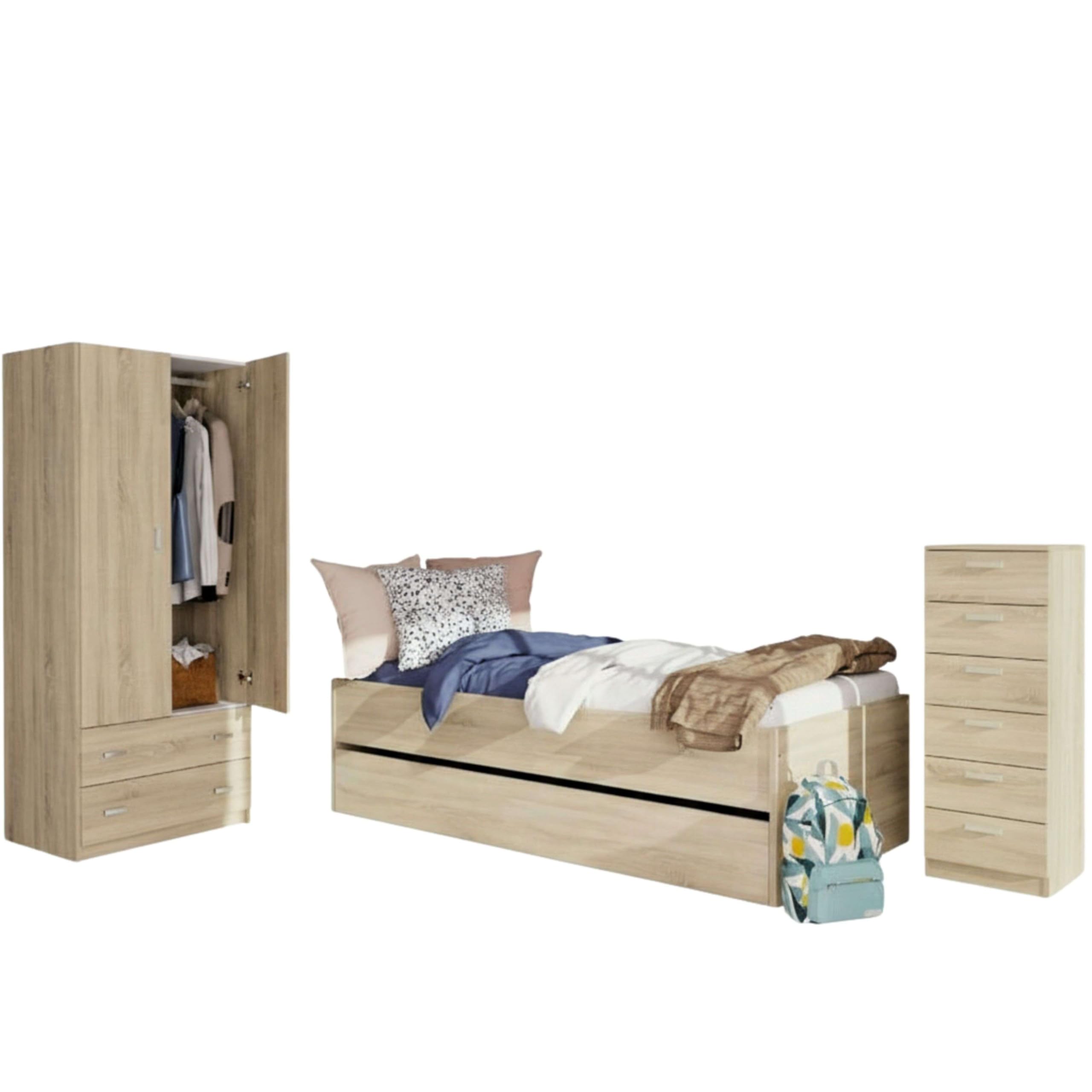 Miroytengo Pack Muebles Dormitorio Juvenil Tibet Estilo Natural En Color Roble Cambrian