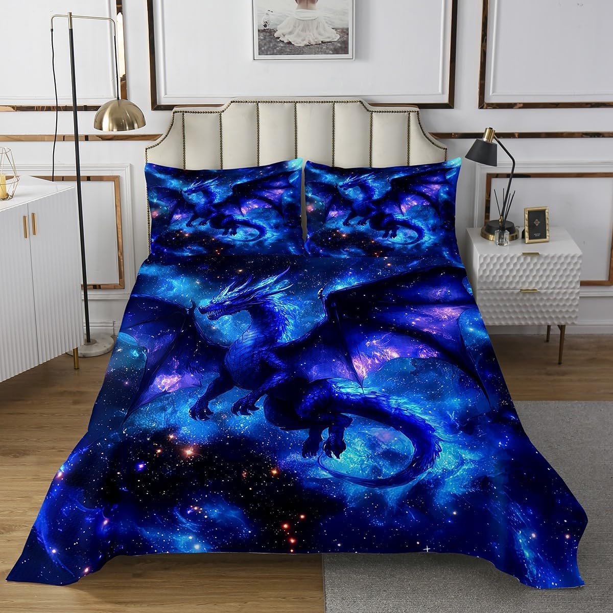 Erosebridal Purple Scales King Bedspread Set for Boys Girls,Ocean Nautical Mermaid Scales Bedding Set for Kids Teens Adult,Fish Scales Sealife Bed Set,Underwater World Marine Squama Coverlet Set