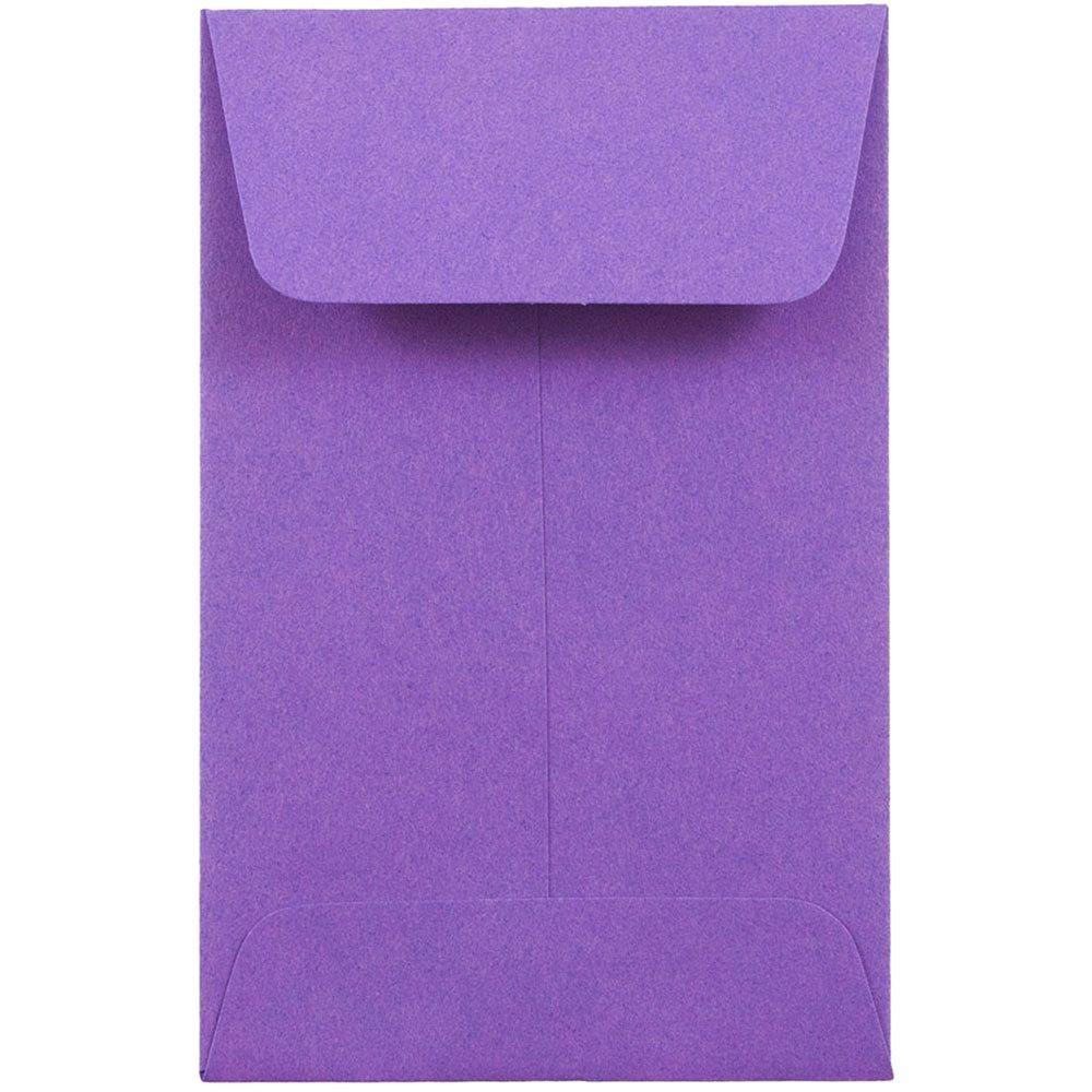 JAM PAPER #1 Coin Business Colored Envelopes - 2 1/4 x 3 1/2 - Violet Purple Recycled - 50/Pack