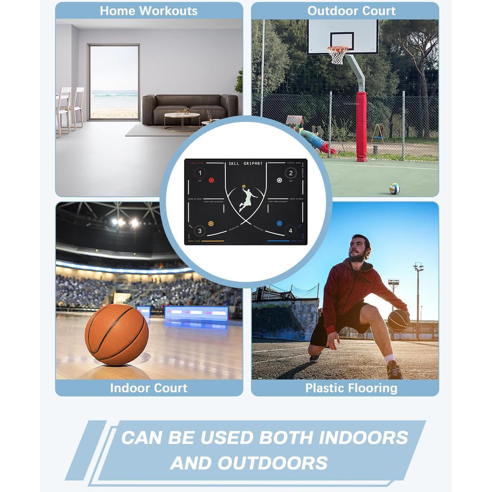 Alfombrilla de Dribbling de Baloncesto Tapete de Ejercicio Portátil y