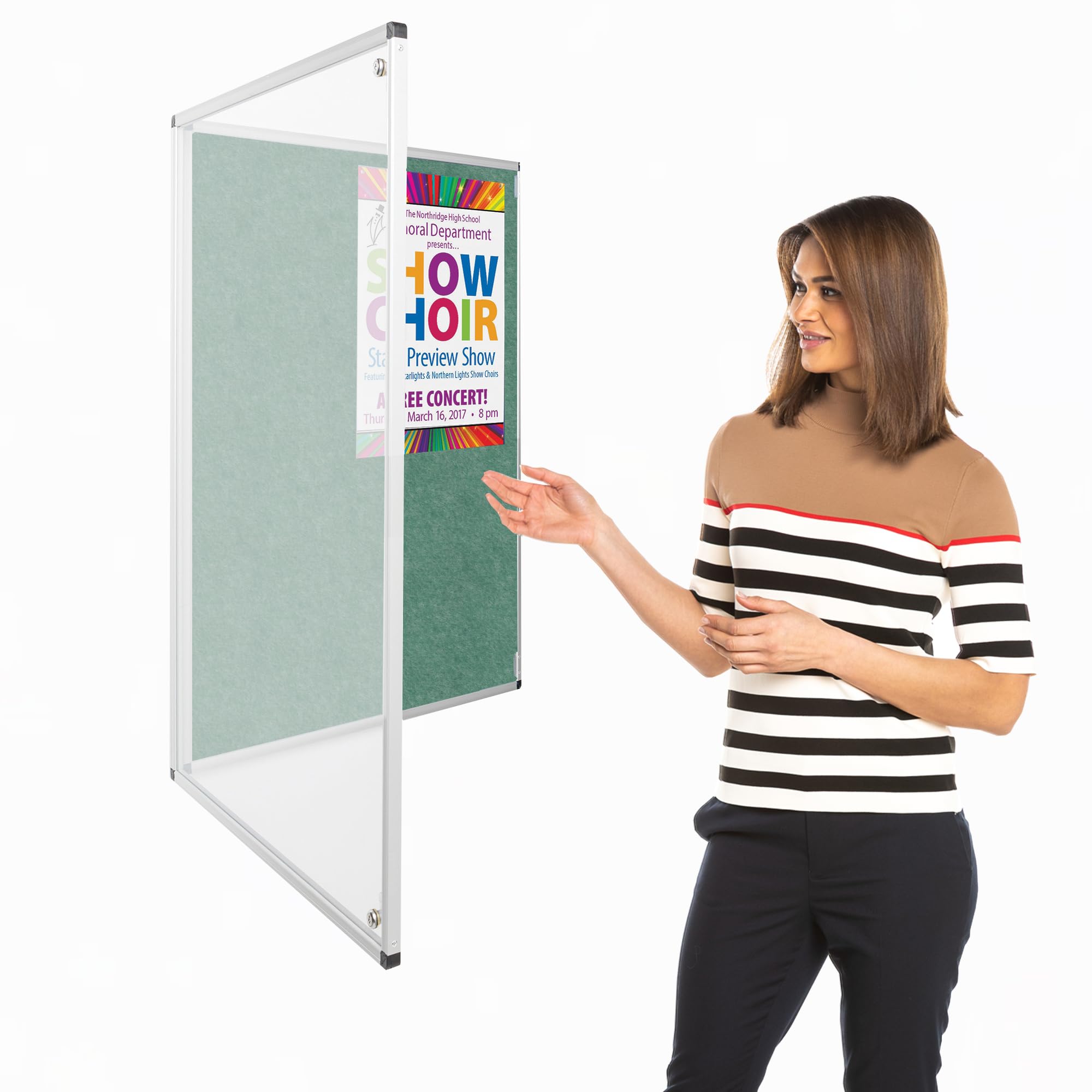 Wonderwall Tamperproof Lockable Notice Board, Green, 90 x 60 cm, Fire Retardant Pin Board - Choice of 11 Colours - Ideal for Offices, Schools & Public Areas — image 1