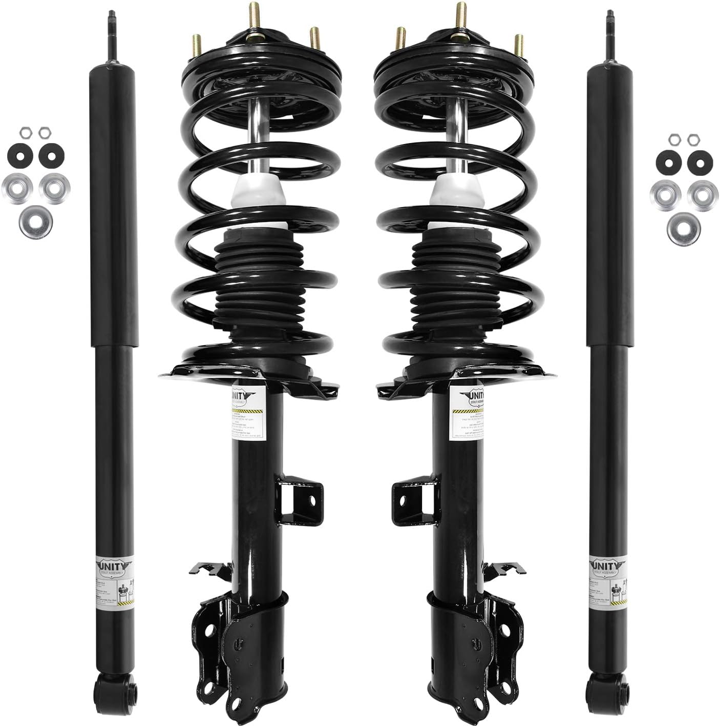 Unity 4-11621-252040-001 Front and Rear 4 Wheel Complete Strut Assembly with Gas Shock Kit
