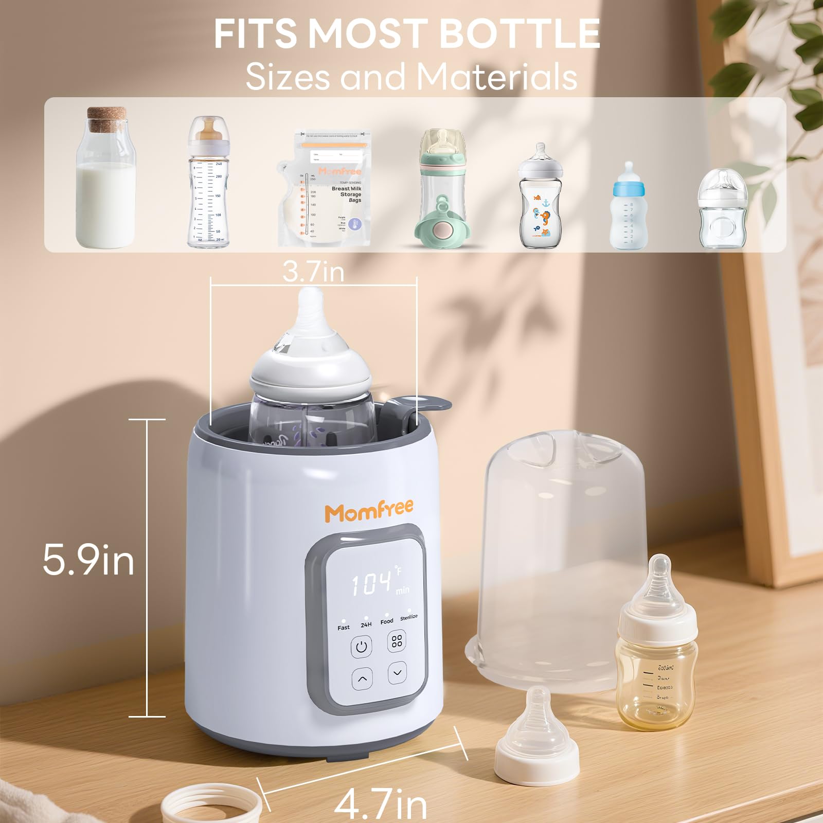 Chauffe-biberon 8 en 1, rapide et pratique, pour lait maternel et formule - Contrôle précis de la température et arrêt automatique - Multifonctionnel.