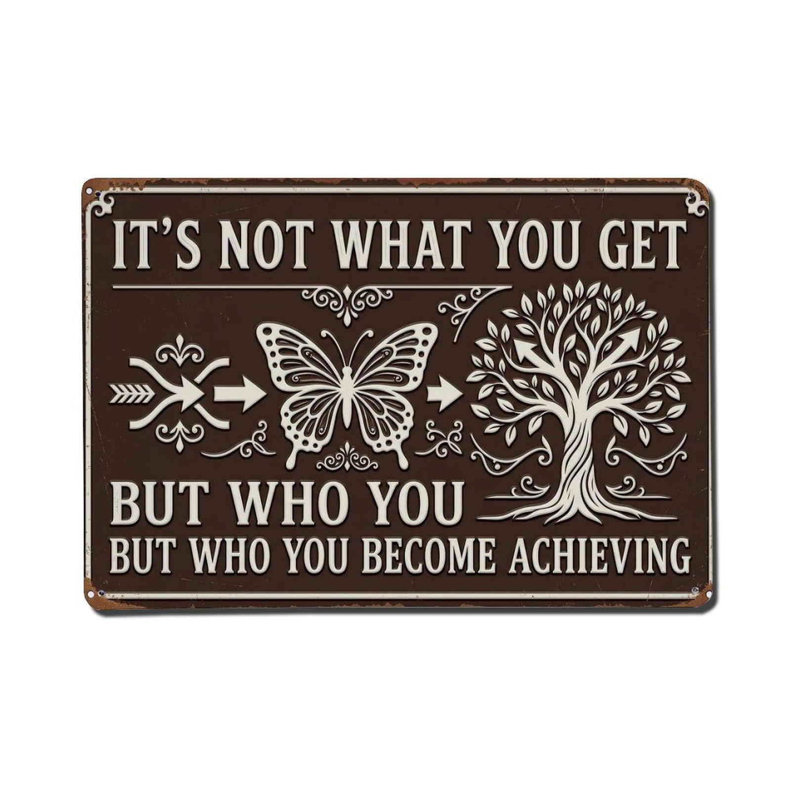What Get Achieving Grind Retro Motivational Slogans Vintage Metal Tin Sign Plaque Wall Decor for Cafe, Club, Garden Metal Poster 8x12Inch