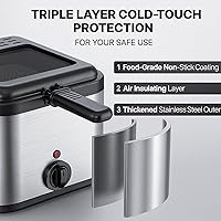 Vista 4 de Freidora Eléctrica de Aceite de Acero Inoxidable de 1000 W - Freidora Eléctrica de Aceite 2.5L – Freidora de Temperatura Ajustable con Canasta
