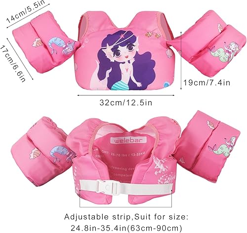 Miniatura 5 de Chaleco de natación para niños pequeños, apto para niños de 28 a 70 libras, flotadores para niños y niñas, ayuda a la natación, entrenamiento, traje