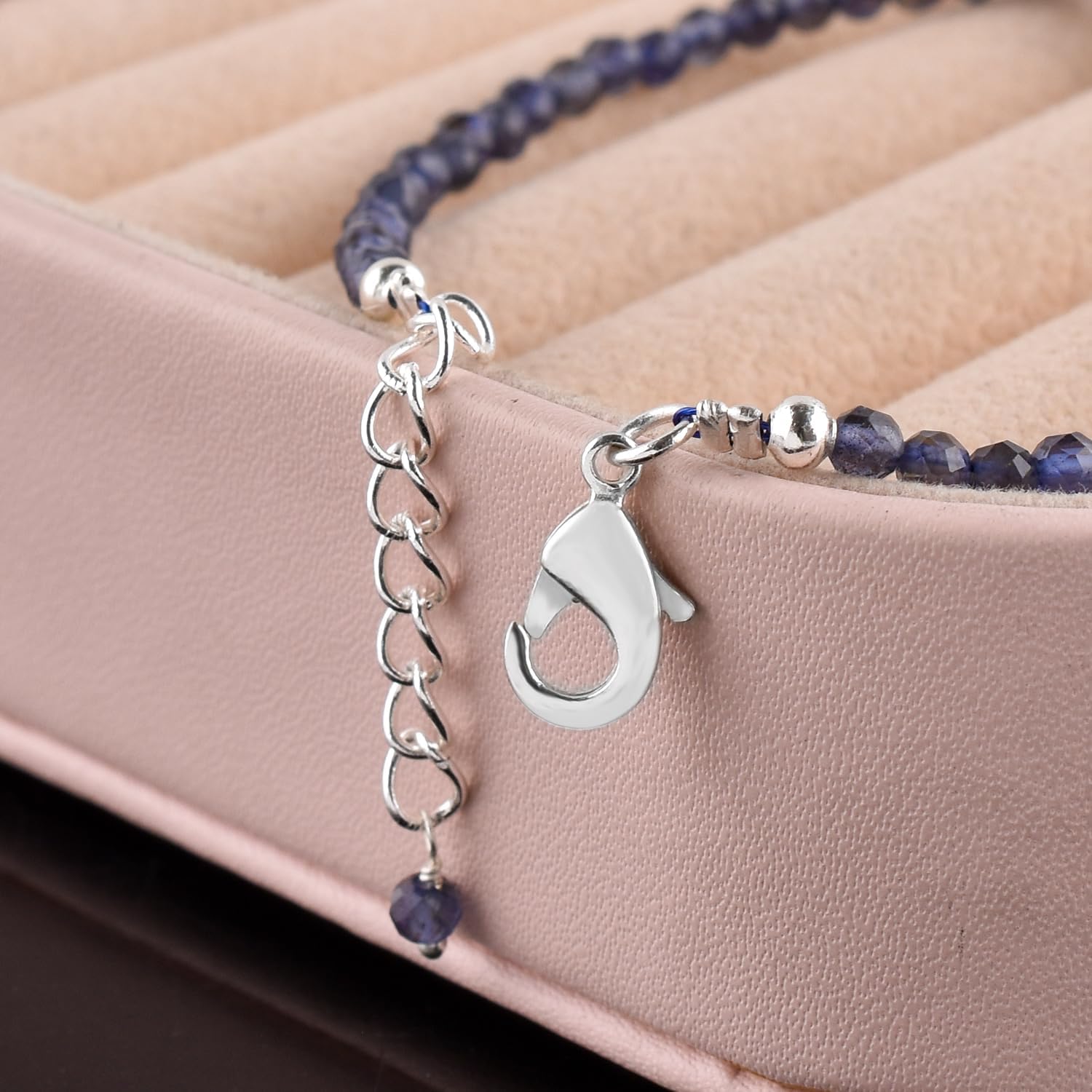 Natural Gemstone Micro Beads Dainty Bracelet Jewelry for Women Gifts For her, Birthstone Energy Crystals, Silver Plated Chain 8 inch - Image 3