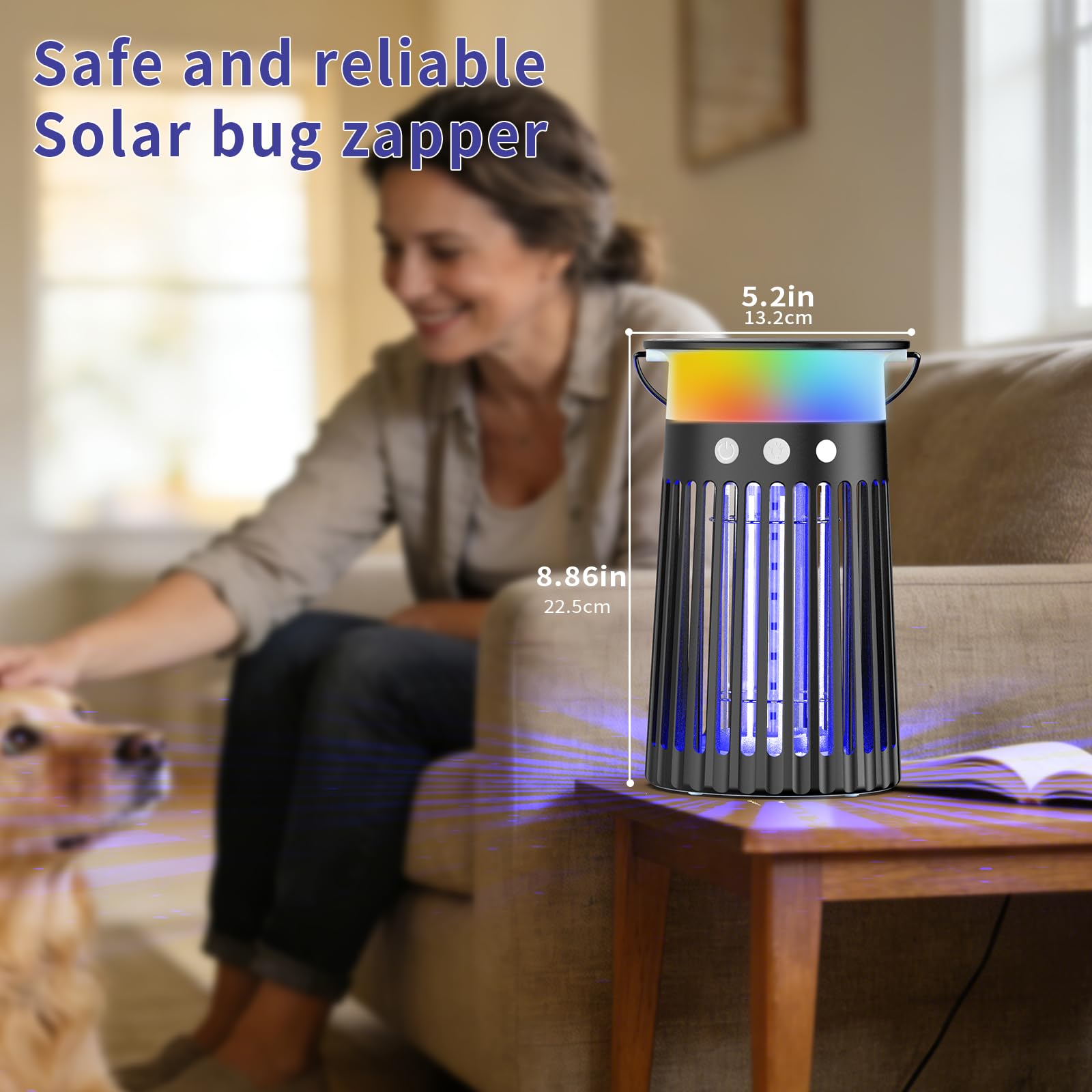 Mosquito Zapper – Trappola per insetti da esterni, 4200 V, ricaricabile, impermeabile, per patio, giardino, campeggio e casa, respinge zanzare, intrappola moscerini della frutta e moscerini