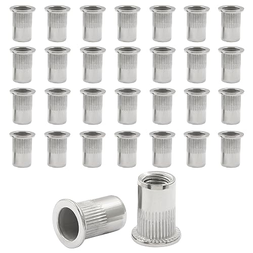 Miniatura 5 de Cionyce 30 tuercas remachadoras de 516 pulgadas  18 UNC  Tuerca de inserción roscada de cabeza plana de aleación de aluminio para un mejor