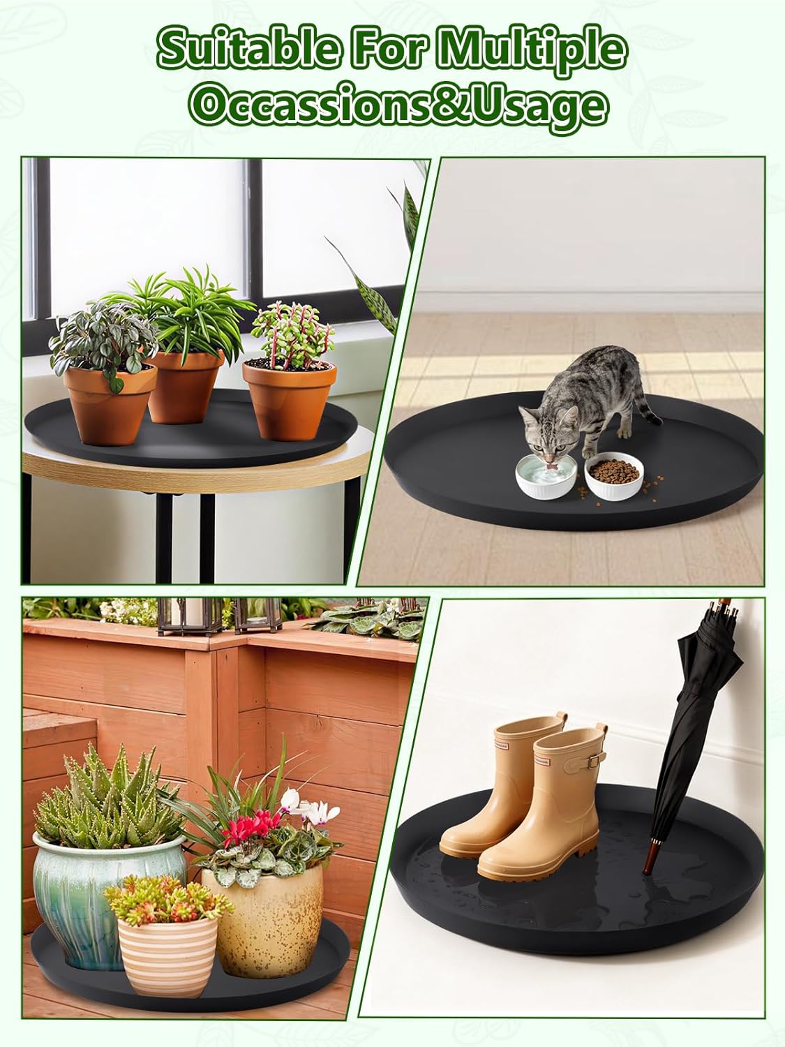 Kalolary 2 Pack Plant Saucer for Potted Plant 20 Inch Plant Pot Saucers Silicone Plant Trays Plant Saucer Growing Tray Heavy Sturdy Silicone Plant Drip Trays for Pots Seed Starter Growing Trays