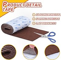 Vista 7 de Almohadillas de fieltro para muebles, cinta de fieltro autoadhesiva antideslizante para cortar, rollo de tira de fieltro marrón resistente