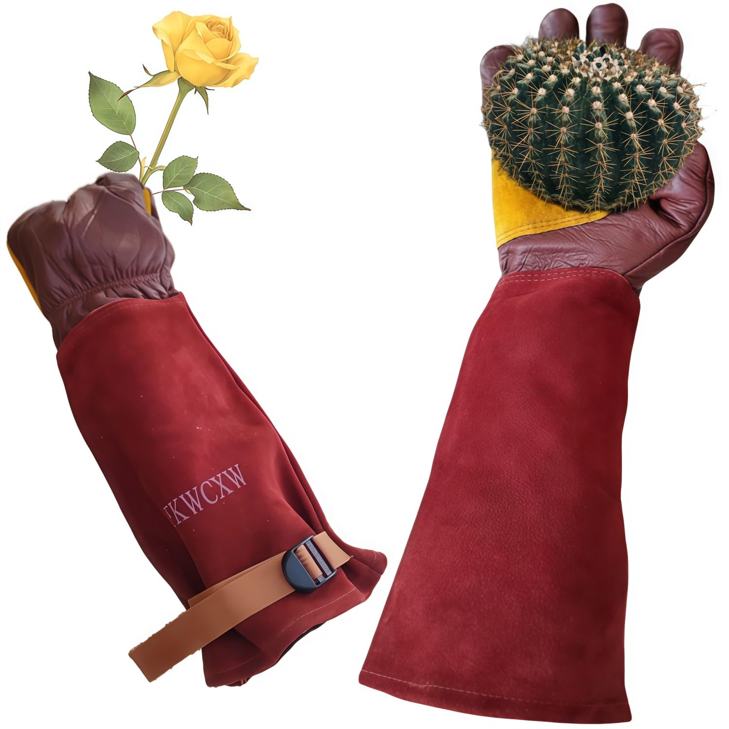 wfkwcxw Womens/Mens Gardening Gloves for Rose and Cactus Handling,Cow Leather Garden Gloves Women/Men Thorn Proof