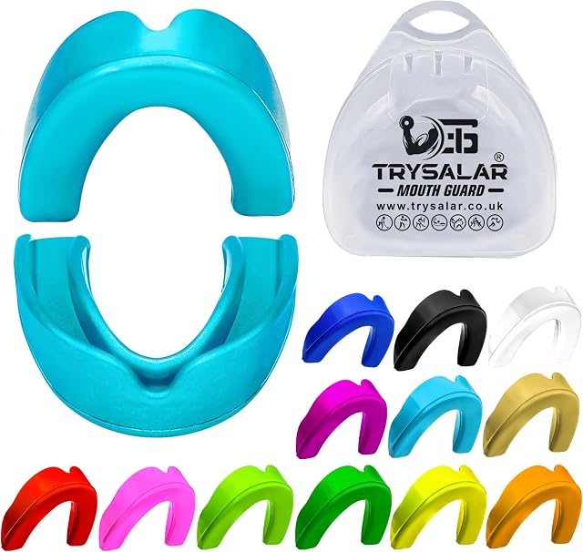 Teeth Mouth Guard Gum Shield Professional Mouthguard with Case Braces Sports MMA Boxing Rugby Hockey Martial Arts Karate Basketball Lacrosse Muay Thai Combat Contact Youth & Adult (Baby Blue)