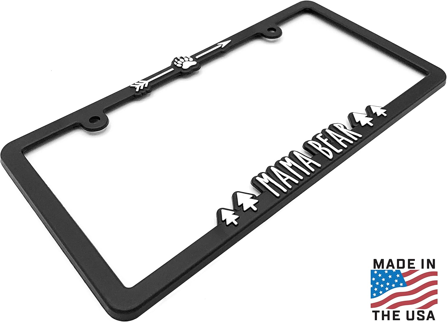 Spiffy Mama Bear License Plate Frame Holder Bracket for All US/CAN Vehicles | Original Design | Raised Lettering | Made in The USA | Great Gift for Momma Bears, Expecting Mothers, Baby Shower