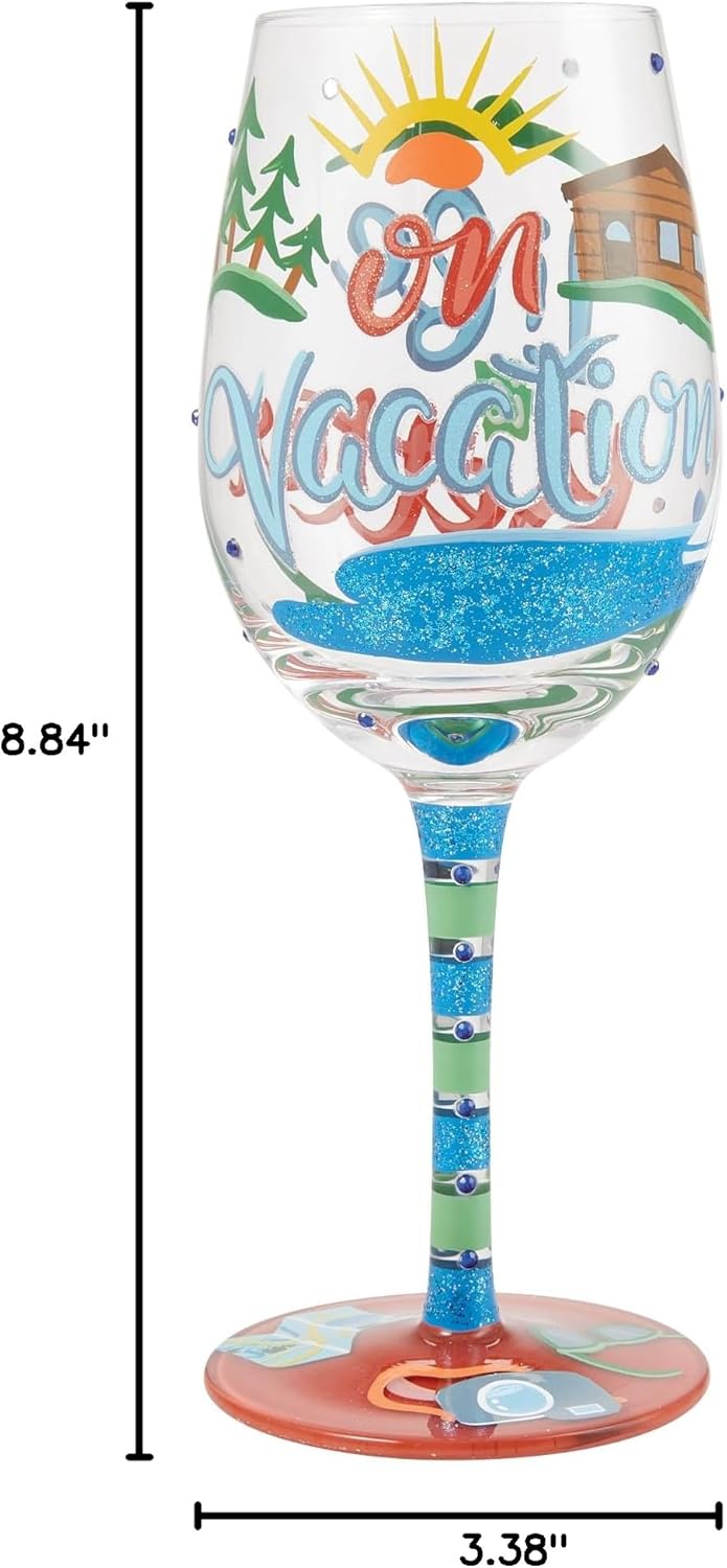 Enesco Lolita Designs Life is Better on Vacation Hand-Painted Artisan Wine Glass, 15 Ounce, Multicolor - Image 7