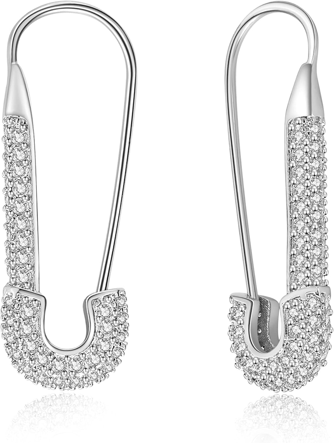 SANNYRA Safety Pin Earrings for Women, Gold Paperclip Earrings for Women Trendy, Minimalist Dangle Hoop Paper Clip Ear Hoop Studs Daily Jewelry