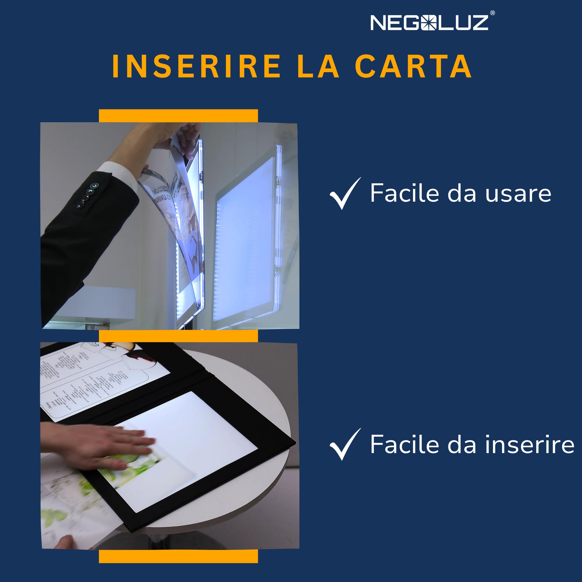 Carta Backlight A4 Retroilluminata PRO 100 Fogli per Porta Poster Vetrina LED e Porta Menu Luminoso NegoLuz