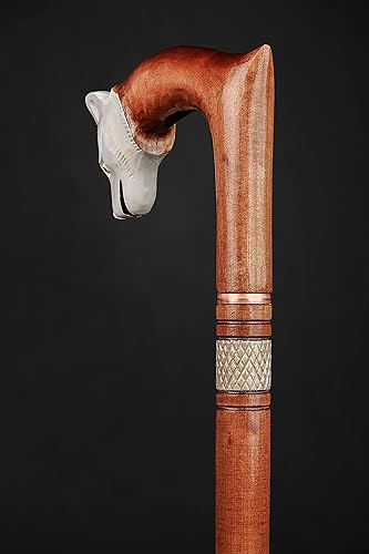 Miniatura 4 de White Dog Carved Cane - Handcrafted Wooden Walking Stick for Gift - Handmade Hiking Baston