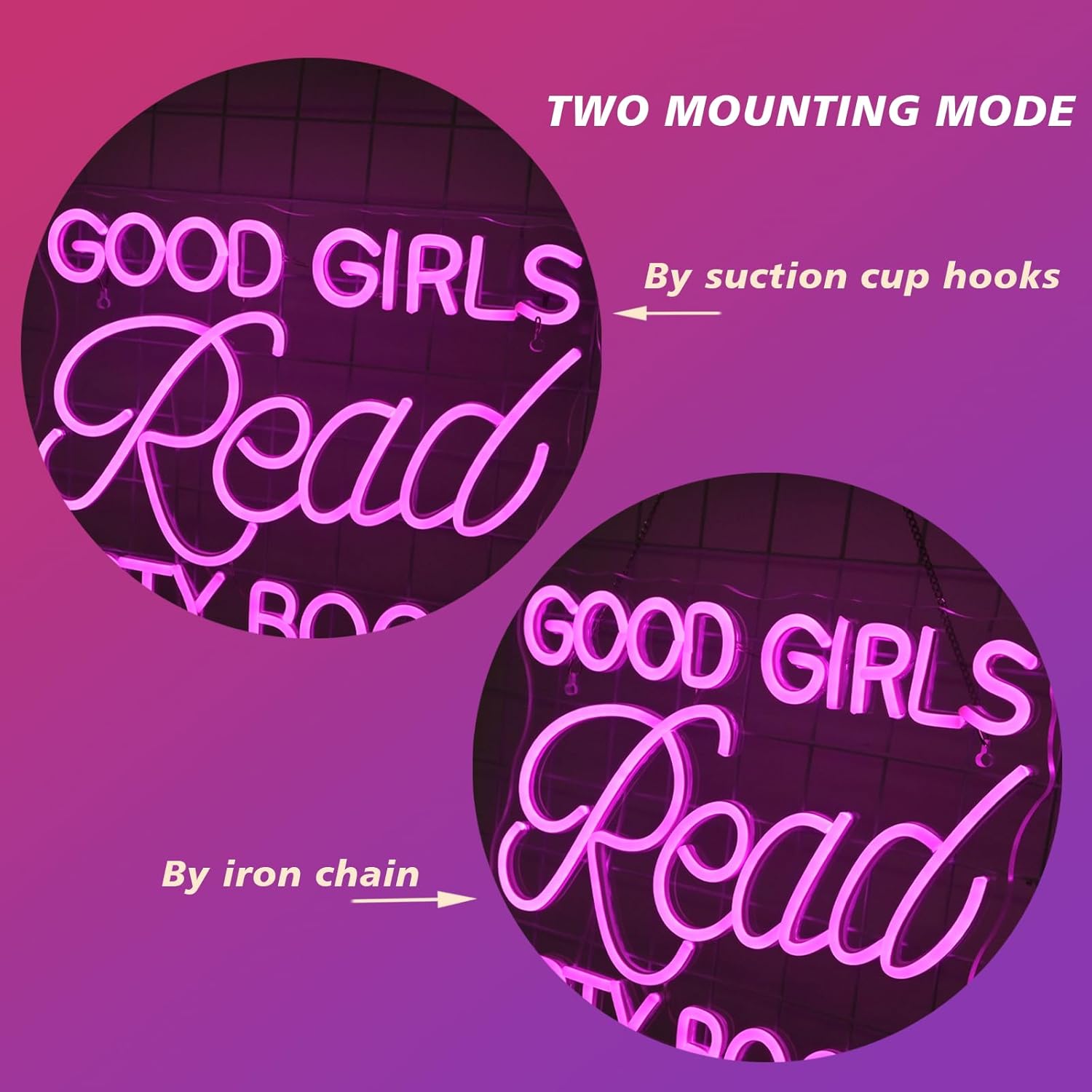 LED Neon Sign for Wall Decor Good Girls Read Dirty Books Neon Light USB Powered Dimmable for Home Book Party Gift Bedroom Book Lover Home Library