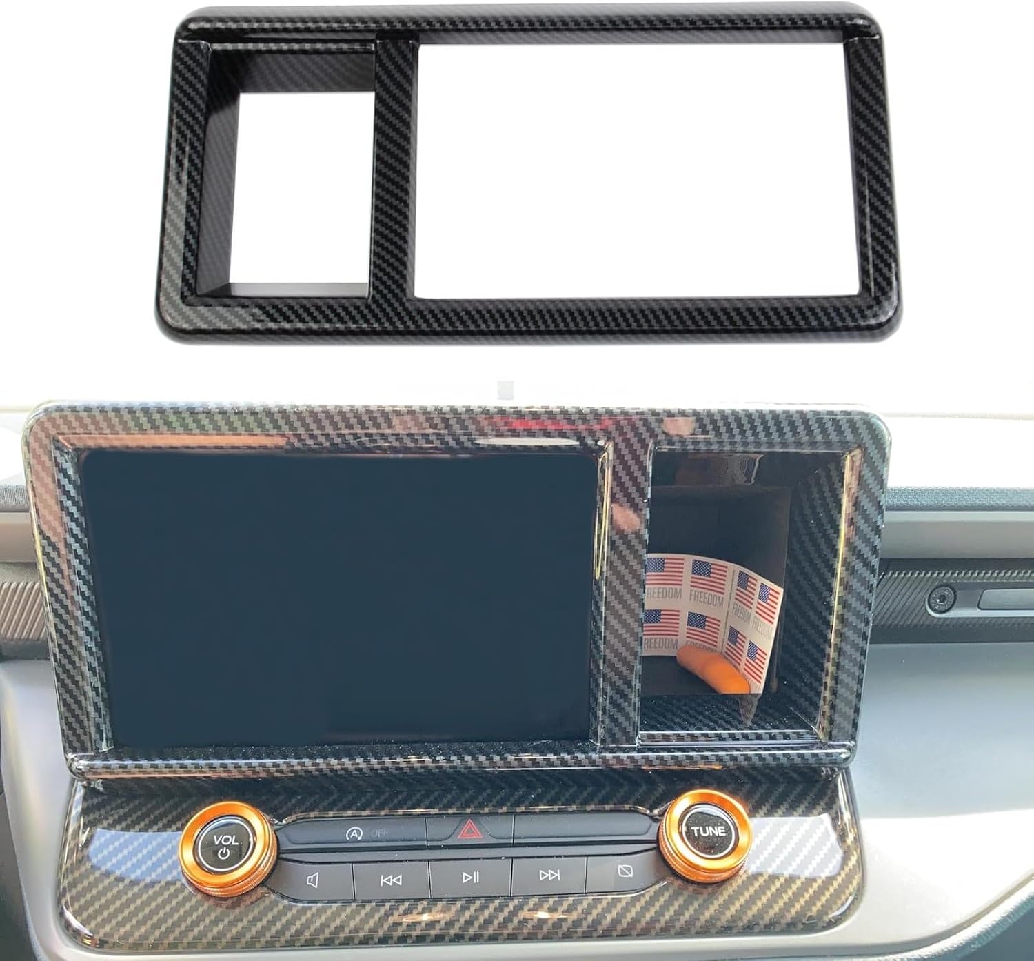 Carbon Fiber Central Navigation Screen Panel Cover Trim for Ford Maverick 2022-2024