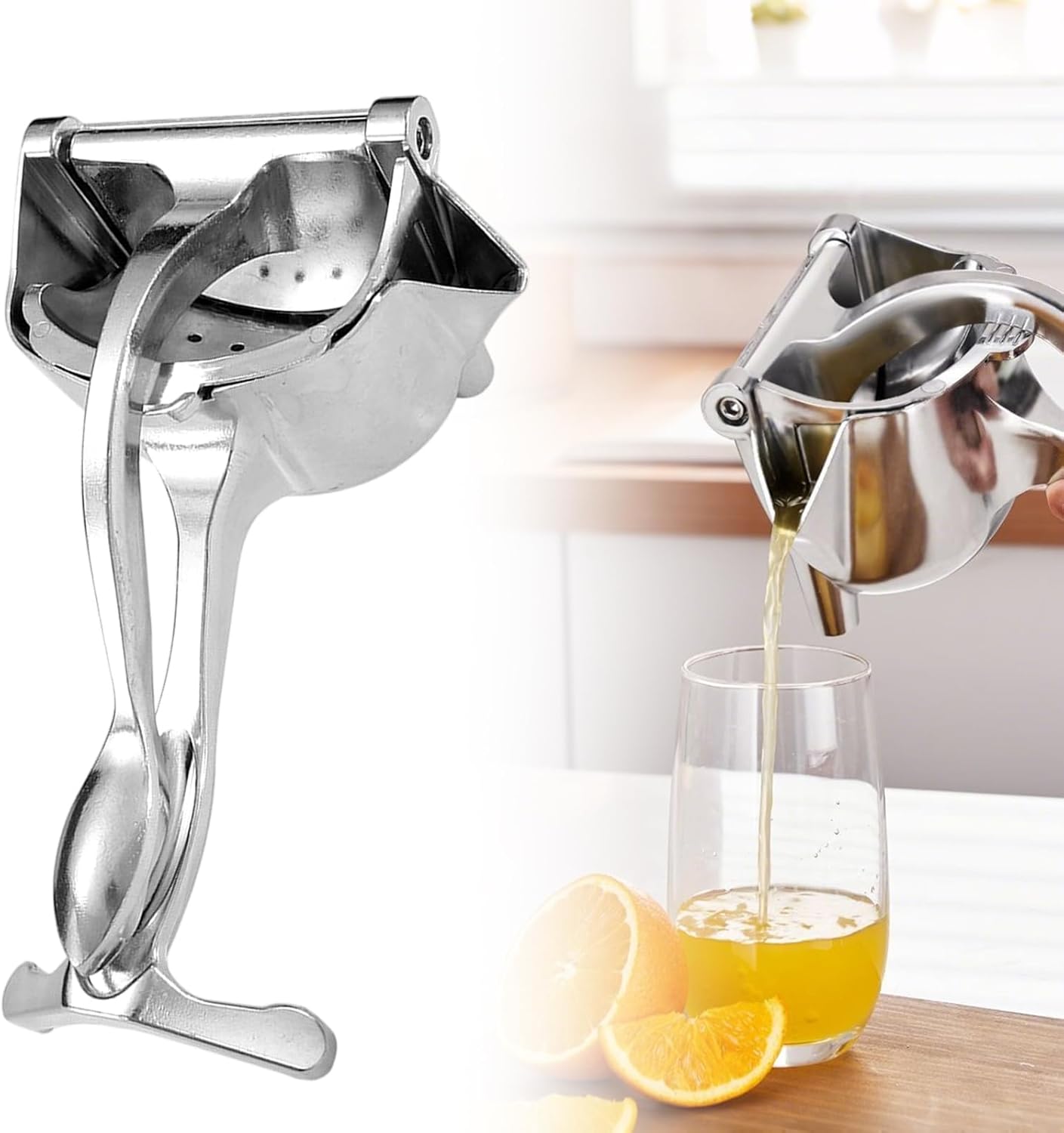 2026 New Aluminum Alloy Fresh Fruit Juice Extractor, Heavy Duty Handheld Lemon Juicers Juice Squeezer Handheld, Ergonomic Grip, Easy to Use, Efficient Extraction of Citrus, and Other Fruits (Sliver)