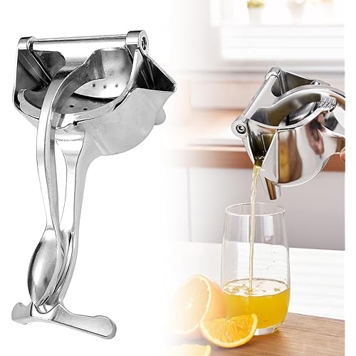Aluminum Alloy Fresh Fruit Juice Extractor,Hand Juicer Squeezer Lemon Juicer Manual Hand Press with Ergonomic Grip, Easy to Clean for Orange Citrus Pomegranate Lime Grapefruit Home Kitchen (Silver)