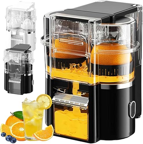 Exprimidor eléctrico de cítricos doble de 100 W, máquina de jugo de cítricos doble con motor potente de 18000 rpm, jugo rápido de 20 segundos para