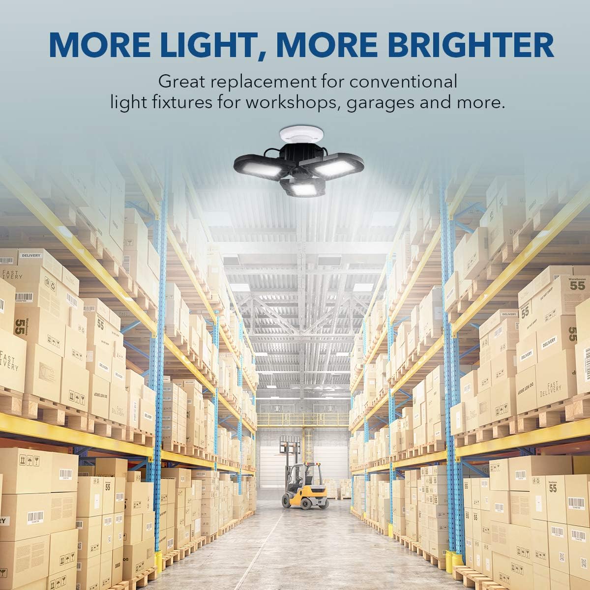 Gеt Chеар Prісе Wokyy 60W LED Garage Lights, Deformable Ceiling Light 6000LM 6500K, E26/E27 Basement Light with 3 Adjustable Die-cast Aluminum Panels for Workshop Barn Warehouse and More - 2 Pack