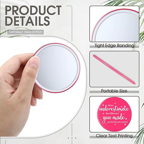 Miniatura 5 de Hoolerry 24 piezas de espejo compacto inspirador rosa a granel de 2.8 pulgadas pequeño bolsillo redondo bolsillo portátil de viaje espejo de