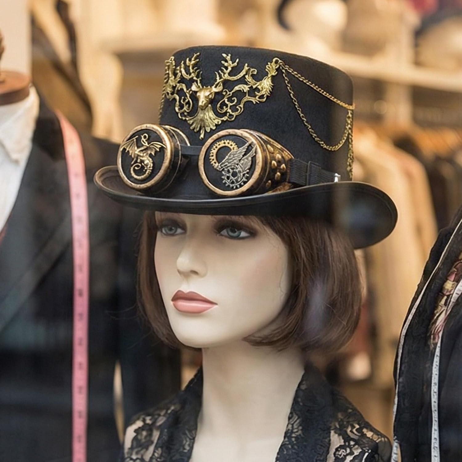 Victorian Styles Punk Hat and Felts with Metal Accents Fashion Themed Party Hat for Cosplay and Costume Parties Halloween Costume