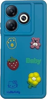(For Smart 8) Back Cover Soft Silicon Bumper TPU with Camera Protection and Variety Random Toys Case For Infinix Smart 8 Case Ant-Shock cover (Blue)