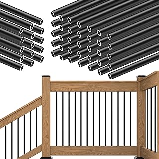 Muzata 50Pack 36" Aluminum Deck Balusters Round Black Deck Railing Stair Porch Staircase Spindles 3/4" Diameter Hollow for Railing Fencing Porch Stair WT01