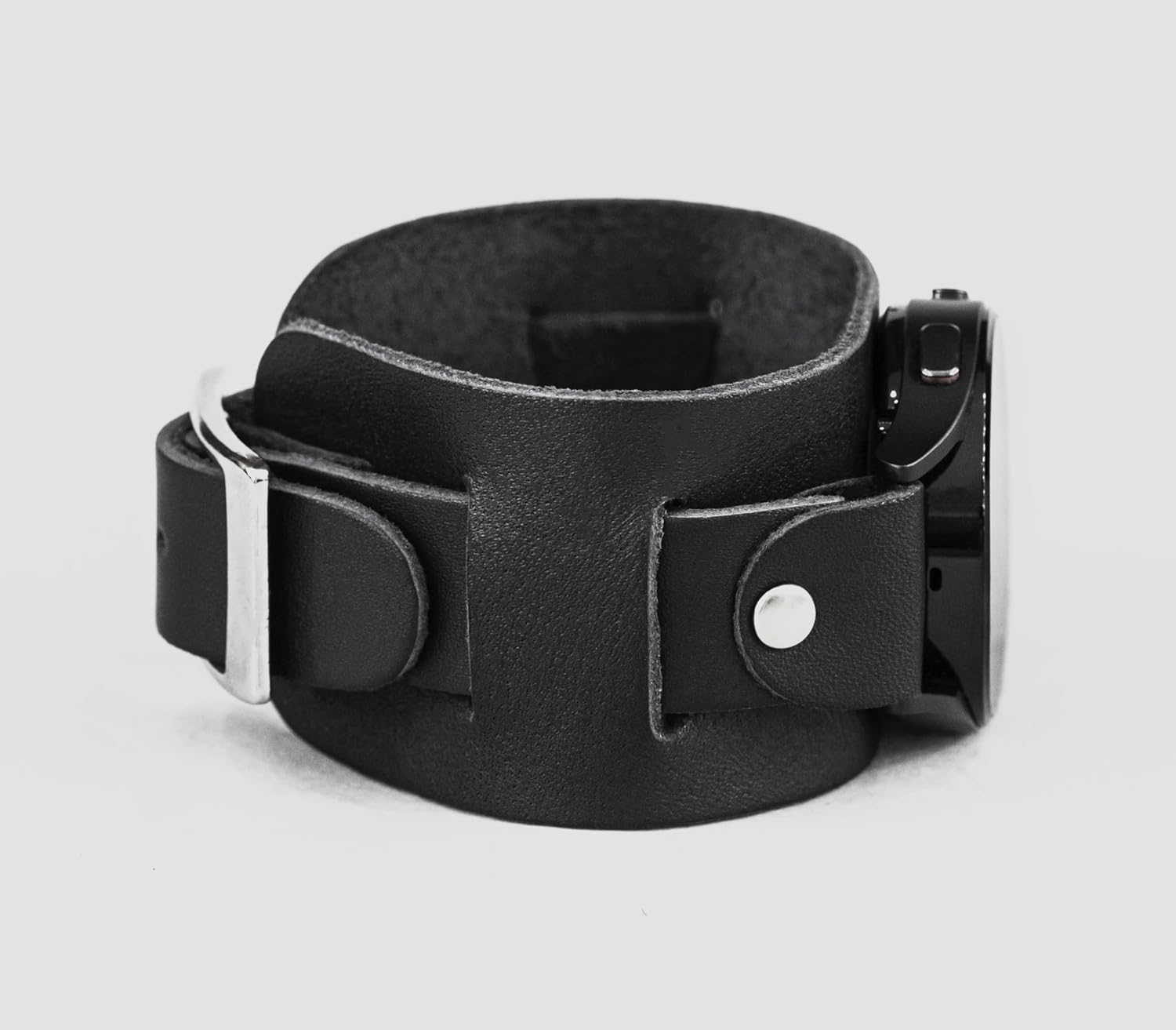 Leather wide cuff band 18mm 20mm 22mm Compatible with Samsung Galaxy Watch Classic Active Gear S2 S3 and other Smart watches with a classic lug, Handmade UA 2240