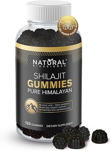 Miniatura 1 de Gomitas Shilajit del Himalaya de 800 mg  Magnesio, Ashwagandha, zinc, ácido fúlvico y más de 85 minerales traza, probados en laboratorio, puro, sin