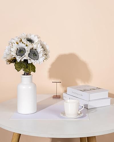 Miniatura 5 de DuHouse 12 girasoles artificiales con tallos largos de 5.5 pulgadas, girasoles de seda a granel para boda, hogar, jardín, decoración de fiesta al