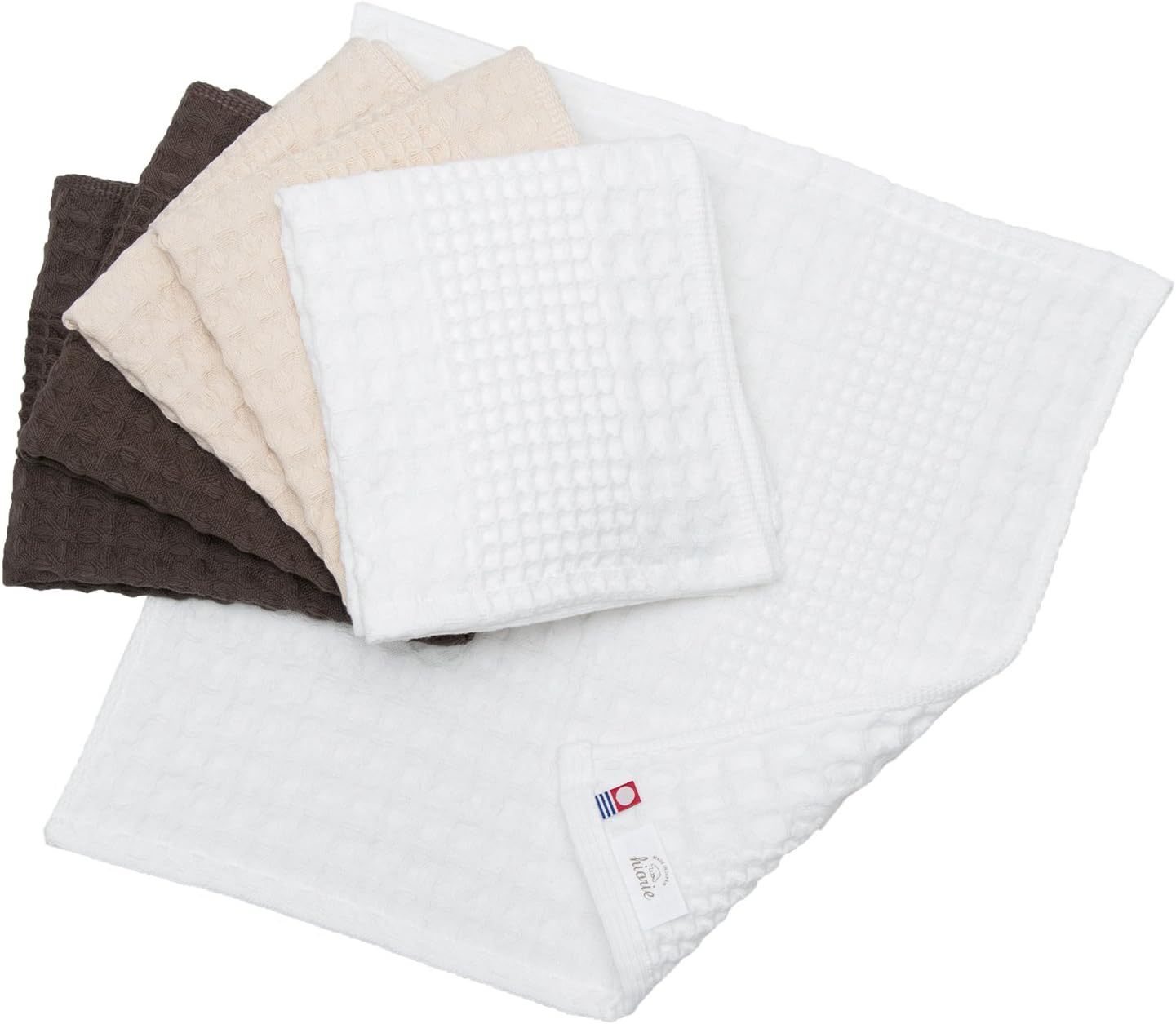Imabari Towel, 3-Piece Hand Towel Set, Japanese Towels, 13.3x31.4in, 100% Cotton, Lightweight, Quick Drying and Compact Towels, Waffle Design Fabric, Honeycomb, Beige