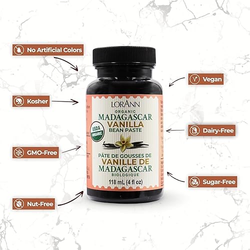 Miniatura 5 de LorAnn - Pasta orgánica pura de vainilla de Madagascar de 16 onzas (16.0 fl oz), sabor rico, semillas reales, ideal para hornear, postres, cocinar,
