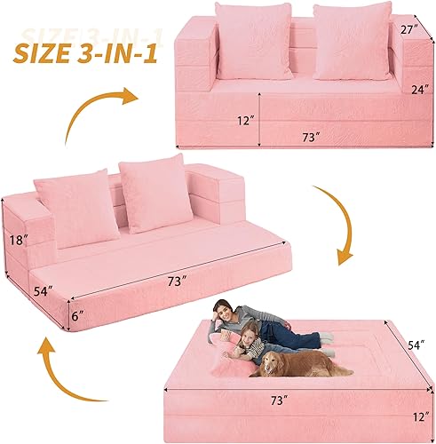 Miniatura 67 de Cama humana gigante para perro, cama 3 en 1 para perro de tamaño humano con funda de piel sintética lavable, cama grande plegable para mascotas con
