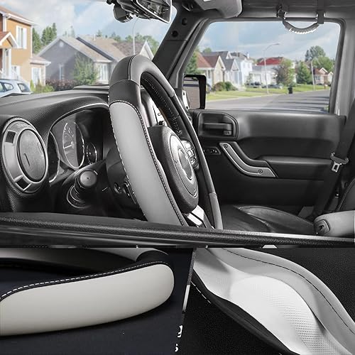 Miniatura 3 de SEG Direct - Funda para volante de coche tamaño grande para F150, F250, F350, Ram, 4Runner, Tacoma, Tundra, Range Rover con diámetro exterior de 15