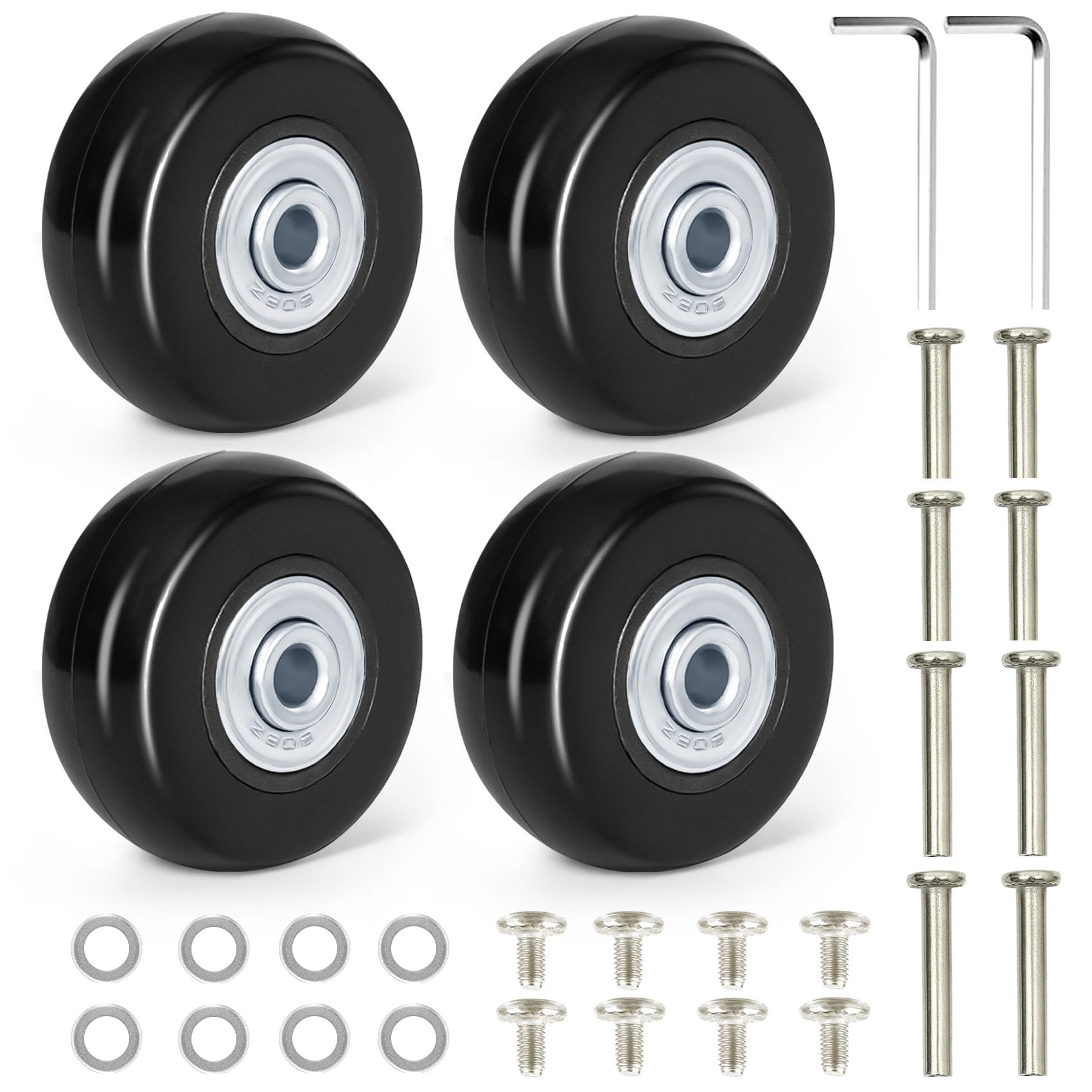Ruedas de Maleta de Reemplazo 4 Piezas 50 mm x 18 mm Goma con Rodamientos