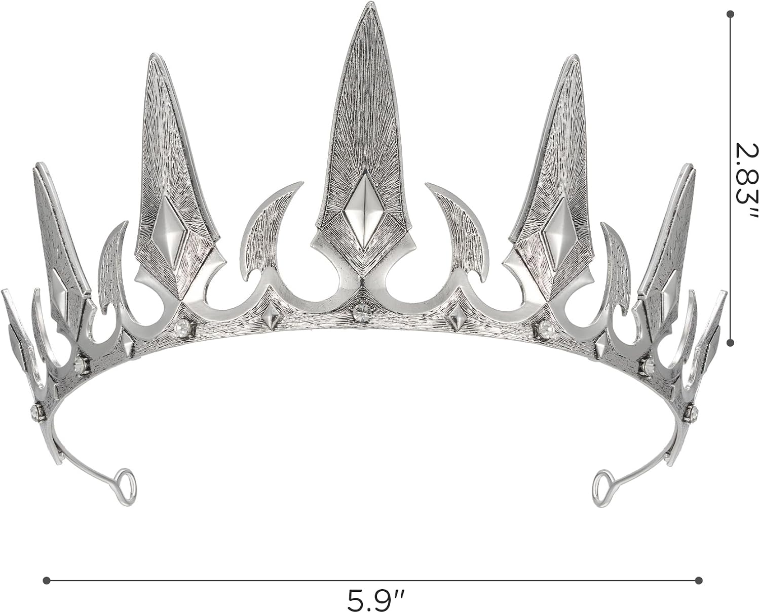 SWEETV Gothic Crowns for Women, Queen Crown Tiara, Witch Crown Headband Cos-play Hair Accessories for Costume Halloween Prom Party