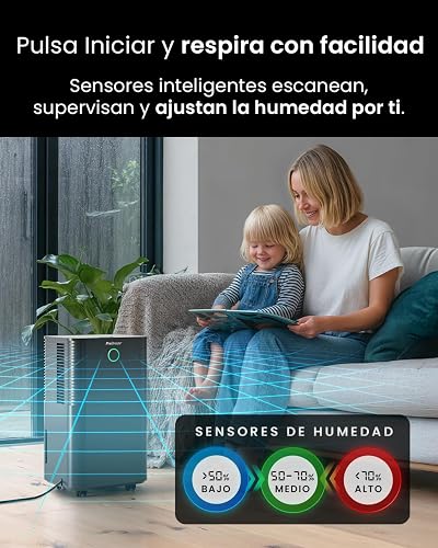 Pro Breeze OmniDry Déshumidificateur Compresseur Intelligent 12L/Jour, Réservoir 2L, Minuterie 24h, Séchage du Linge - Absorbeur d’humidité Automatique, élimine Moisissures & Condensation - 7